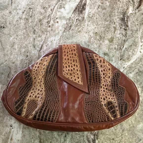 Vintage Leather Patchwork Clutch/Crossbody/Shoulder Bag - Picture 1 of 5